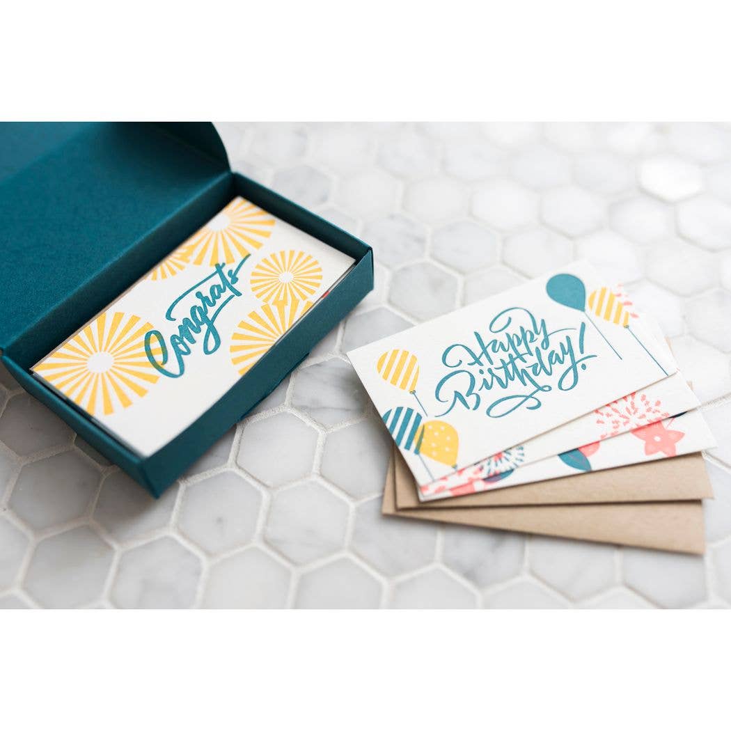 Porchlight Press Letterpress - Calligraphy Mini Note - Box Set of 12