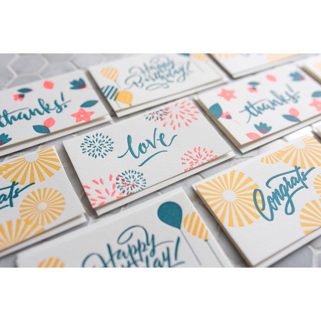 Porchlight Press Letterpress - Calligraphy Mini Note - Box Set of 12