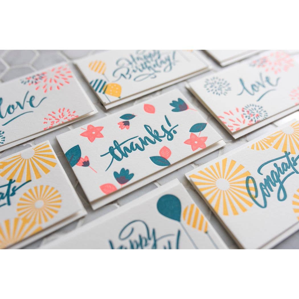 Porchlight Press Letterpress - Calligraphy Mini Note - Box Set of 12