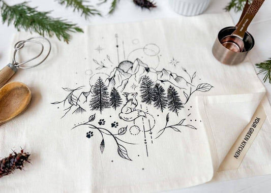 Fox and Mountain Tea Towel by Your Green Kitchen