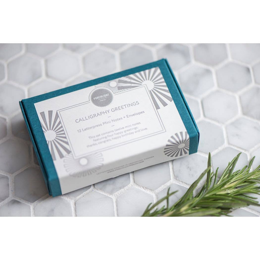 Porchlight Press Letterpress - Calligraphy Mini Note - Box Set of 12