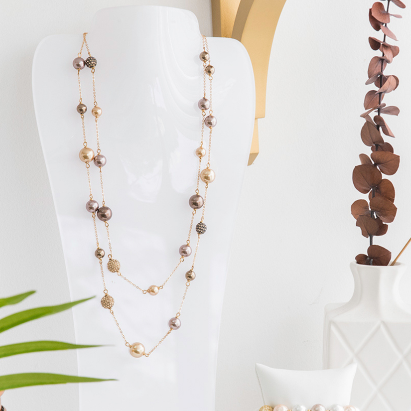 Vintage Seashell Pearl Chain Necklace by Saachi