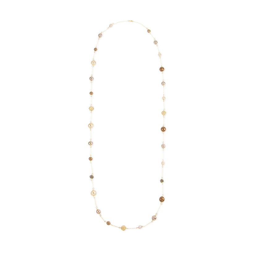 Vintage Seashell Pearl Chain Necklace by Saachi