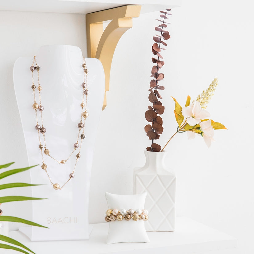 Vintage Seashell Pearl Chain Necklace by Saachi