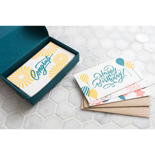 Porchlight Press Letterpress - Calligraphy Mini Note - Box Set of 12