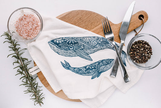 Whale Tea Towel by Your Green Kitchen