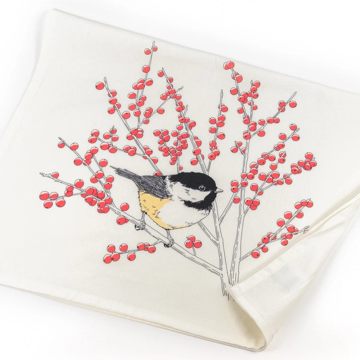 NEW! Black-Capped Chickadee Tea Towel - West Coast Birds by Porchlight Press Letterpress