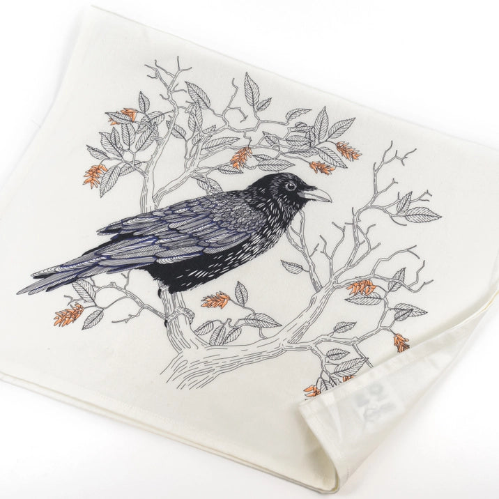 NEW! Common Raven Tea Towel - West Coast Birds by Porchlight Press Letterpress