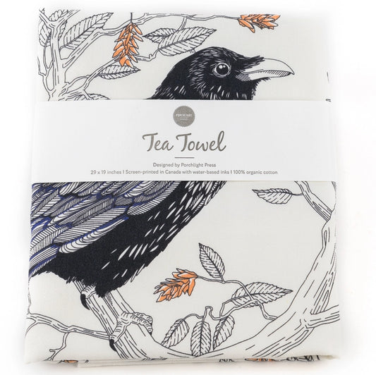 NEW! Common Raven Tea Towel - West Coast Birds by Porchlight Press Letterpress