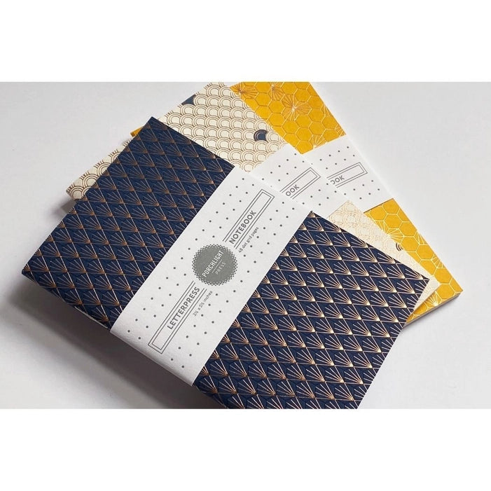 Set of 3 Pocket Notebooks with Geometric Foil by Porchlight Press Letterpress