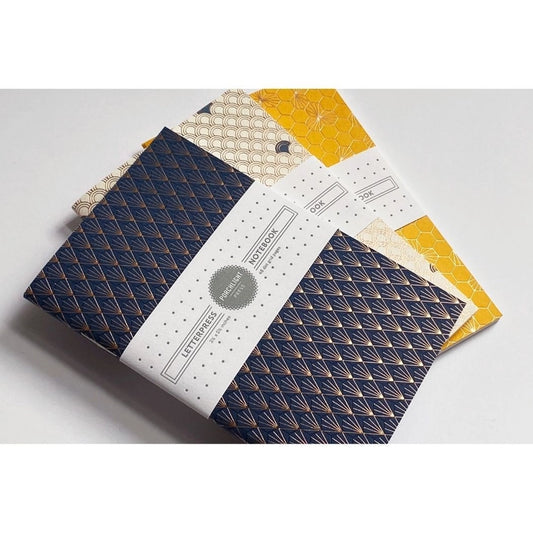 NEW! Set of 3 Pocket Letterpress Notebooks - Geometric Foil by Porchlight Press Letterpress