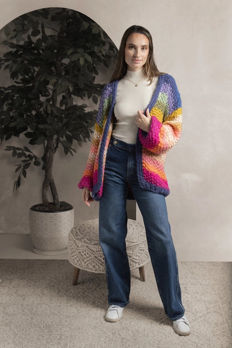 NEW! Rainbow Knitted Cardigan Kimono by Saachi