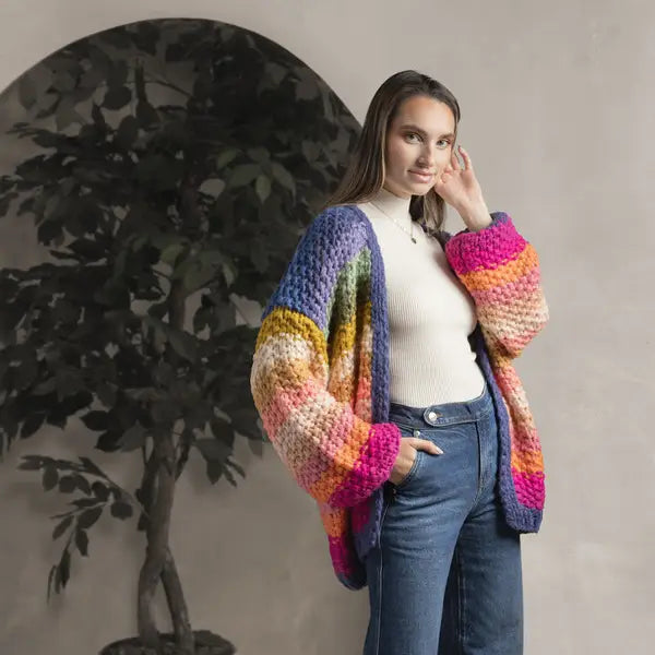 NEW! Rainbow Knitted Cardigan Kimono by Saachi