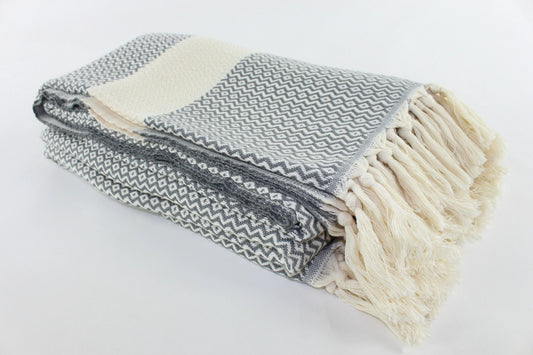 NEW! Premium Turkish Diamond Pattern Throw Blanket by Turkish Linen & Towels