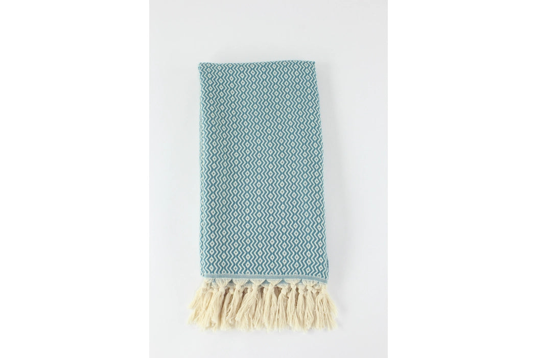 NEW! Premium Turkish Diamond Pattern Peshtemal Towel in Teal Green by Turkish Linens & Towels