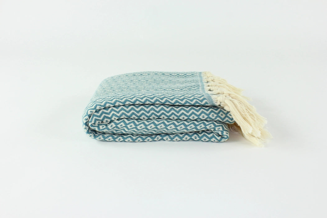 NEW! Premium Turkish Diamond Pattern Peshtemal Towel in Teal Green by Turkish Linens & Towels