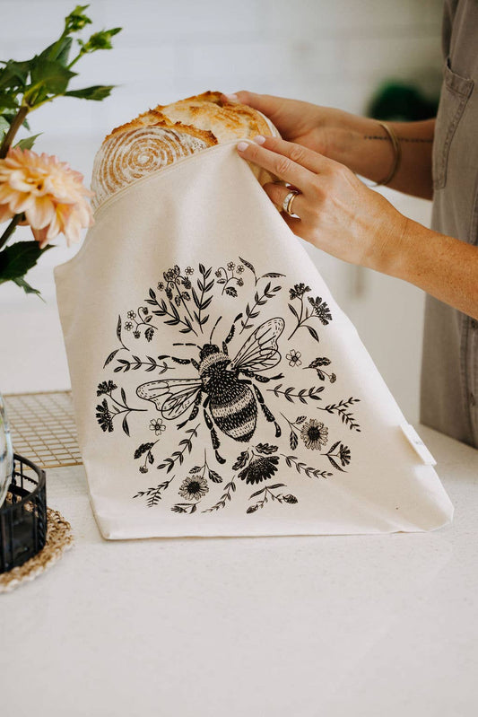 Lined Bread Bag with Bee Motif by Your Green Kitchen
