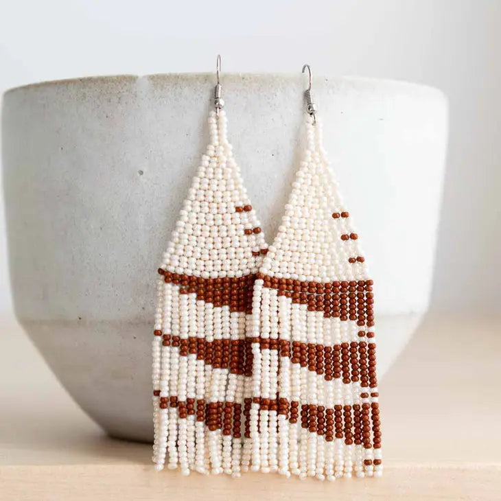 Roca Beaded Fringe Earrings by Fair + Simple