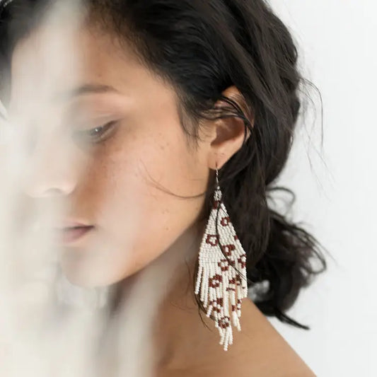 Vaquita Beaded Fringe Earrings by Fair + Simple
