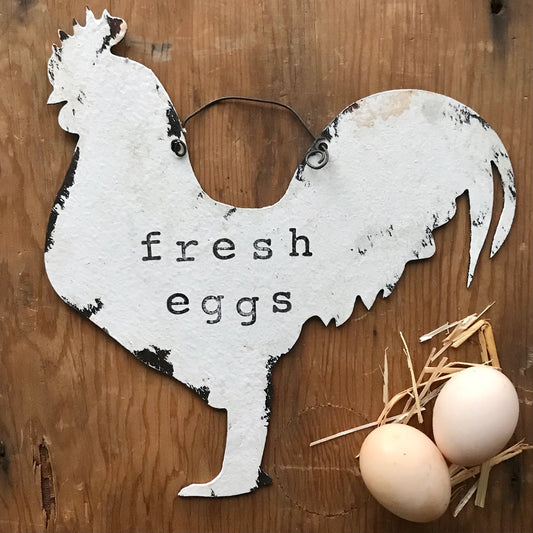 Fresh Eggs Chicken Shaped Sign by Our Country Homestead