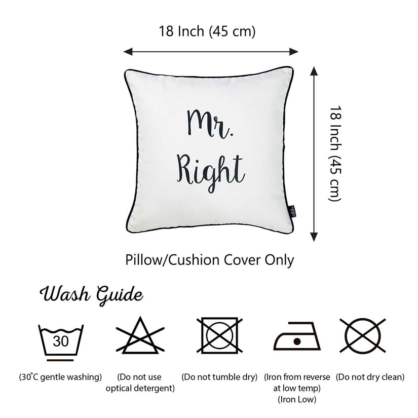 Skandi Mr. & Mrs. Right Throw Pillow Cover (Set of 2) by Mike & Co. New York