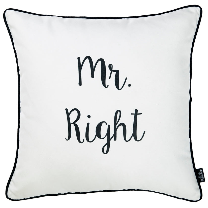 Skandi Mr. & Mrs. Right Throw Pillow Cover (Set of 2) by Mike & Co. New York