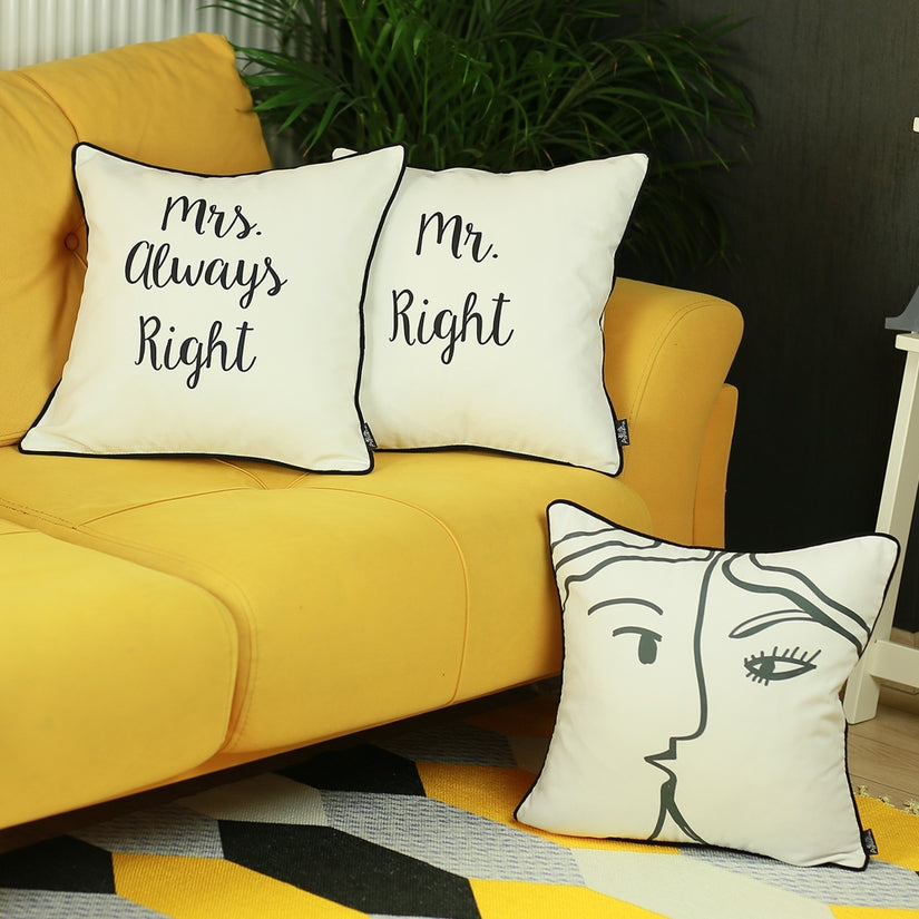 Skandi Mr. & Mrs. Right Throw Pillow Cover (Set of 2) by Mike & Co. New York