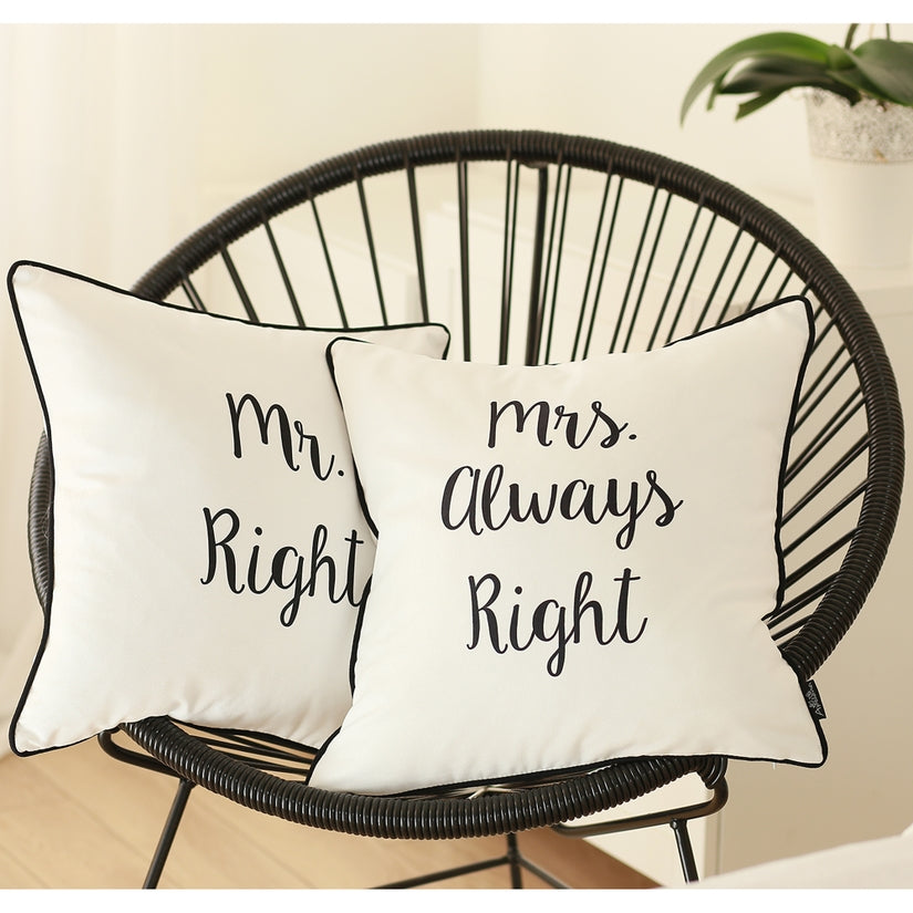 Skandi Mr. & Mrs. Right Throw Pillow Cover (Set of 2) by Mike & Co. New York