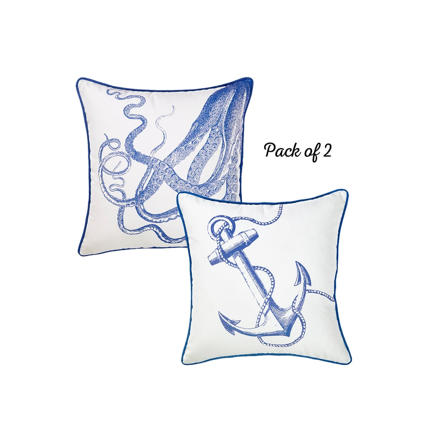 Nautica Anchor & Octopus Throw Pillow (Set of 2) by Mike & Co. New York