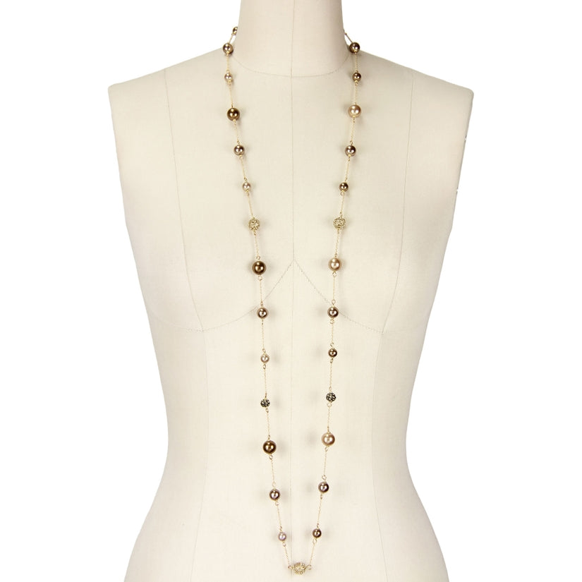 Vintage Seashell Pearl Chain Necklace by Saachi